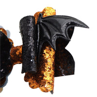 Pre Cut Halloween Bat Wings Glitter Faux Leather Bow
