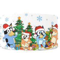 Dog Family Christmas on White 7/8" Ribbon