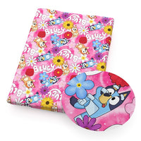 Dog Sisters with Flowers Faux Leather Sheet