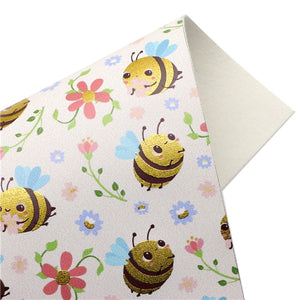 Bumble Bee Gold Print Faux Leather Sheet