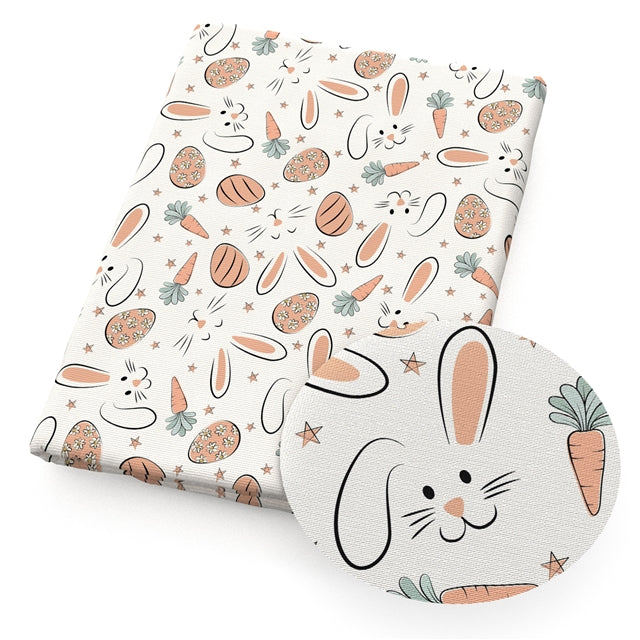 Easter Bunny Sketch & Carrots Faux Leather Sheet