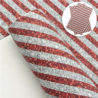 Candy Cane Stripe Chunky Glitter Faux Leather Sheet