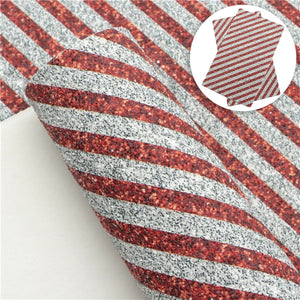 Candy Cane Stripe Chunky Glitter Faux Leather Sheet