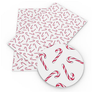 Christmas Candy Canes Faux Leather Sheet