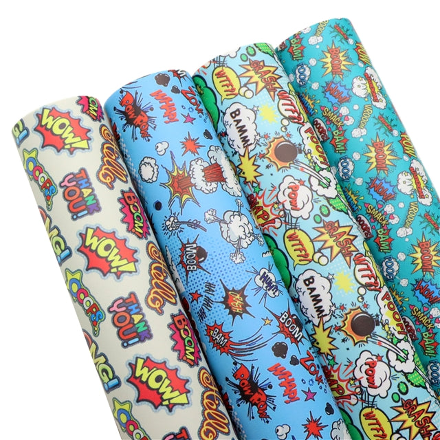 Cartoon Words Faux Leather Full Sheet Pack of 4