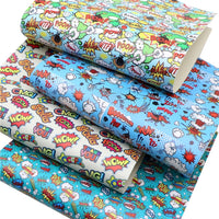 Cartoon Words Faux Leather Full Sheet Pack of 4