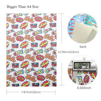 Cartoon Words Faux Leather Full Sheet Pack of 4
