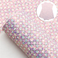 Checker Pink Chunky Glitter Faux Leather Sheet