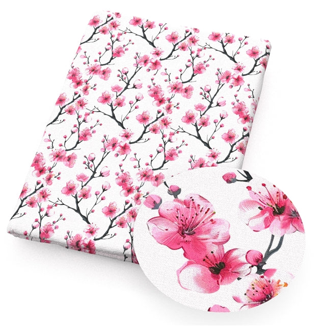 Floral Cherry Blossom Faux Leather Sheet