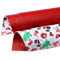 Christmas Minnie with Red Fine Glitter Double Sided Faux Leather Sheet
