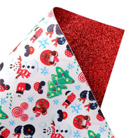 Christmas Minnie with Red Fine Glitter Double Sided Faux Leather Sheet
