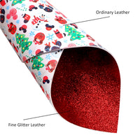 Christmas Minnie with Red Fine Glitter Double Sided Faux Leather Sheet
