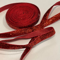 Red Chunky Glitter 3/8" Ribbon - 5 Yards