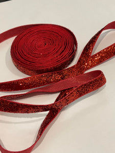 Red Chunky Glitter 3/8" Ribbon - 5 Yards