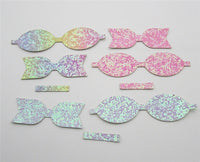 Pre Cut Chunky Glitter Faux Leather Bows 10 Pack
