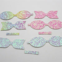 Pre Cut Chunky Glitter Faux Leather Bows 10 Pack