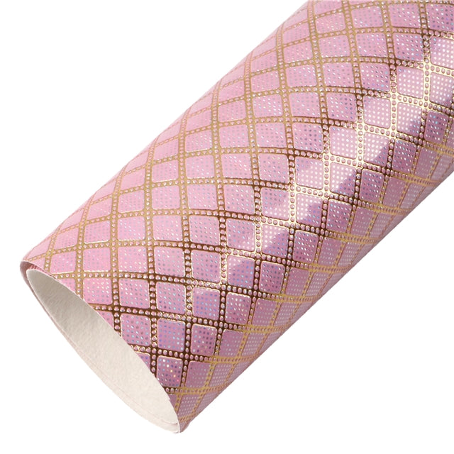 Diamonds Pink & Gold Texture Faux Leather Sheet