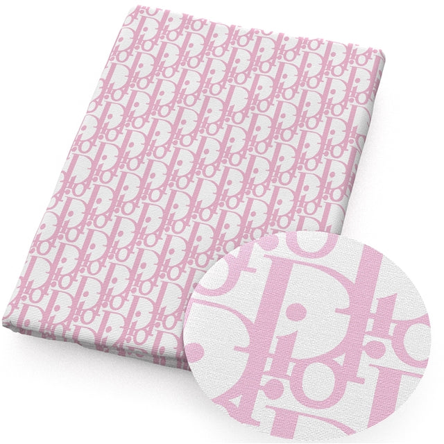 D Pink on White Faux Leather Sheet
