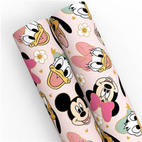 Disney Characters Gold Print Faux Leather Sheet