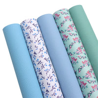 Floral Blue Faux Leather Full Sheet Pack of 5
