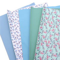 Floral Blue Faux Leather Full Sheet Pack of 5
