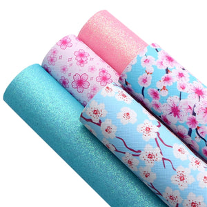 Floral Cherry Blossom Faux Leather Full Sheet Pack of 5