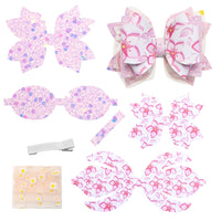 Pre Cut Floral Pink Faux Leather Bow