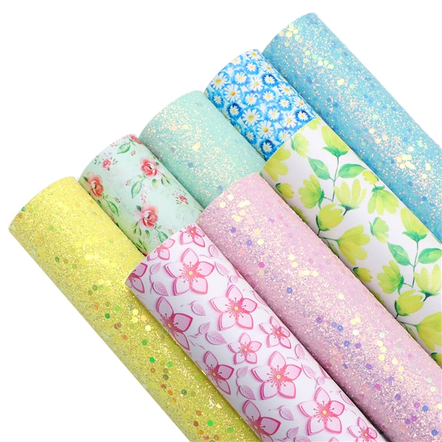 Floral Spring Faux Leather Full Sheet Pack of 8