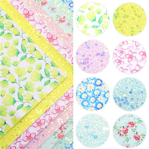 Floral Spring Faux Leather Full Sheet Pack of 8