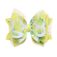 Pre Cut Floral Yellow Faux Leather Bow
