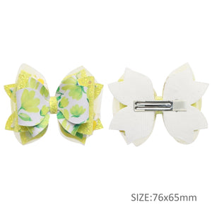 Pre Cut Floral Yellow Faux Leather Bow