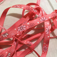 Flowers On Pink 3/8" Ribbon - 5 Yards