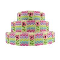 Floral Chevron Daisy 7/8" Ribbon