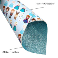 Cold Characters with Blue Fine Glitter Double Sided Faux Leather Sheet