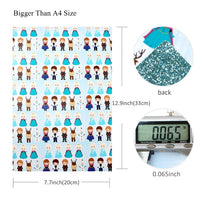 Cold Characters with Blue Fine Glitter Double Sided Faux Leather Sheet
