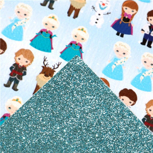 Cold Characters with Blue Fine Glitter Double Sided Faux Leather Sheet