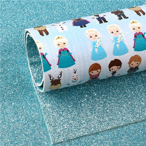 Cold Characters with Blue Fine Glitter Double Sided Faux Leather Sheet