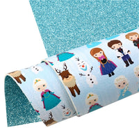Cold Characters with Blue Fine Glitter Double Sided Faux Leather Sheet
