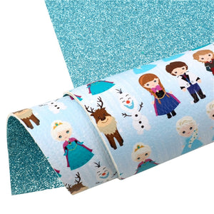 Cold Characters with Blue Fine Glitter Double Sided Faux Leather Sheet