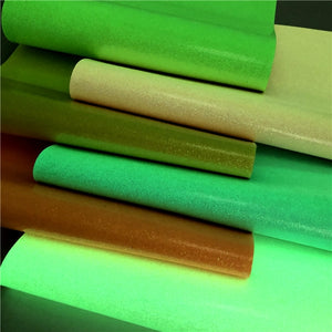 Glow in the Dark Glitter Smooth Faux Leather Full Sheet Pack of 6
