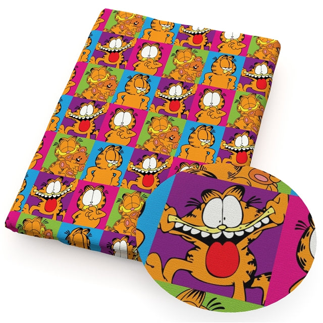 Garfield Cat Squares Faux Leather Sheet | Dancing In Ribbon