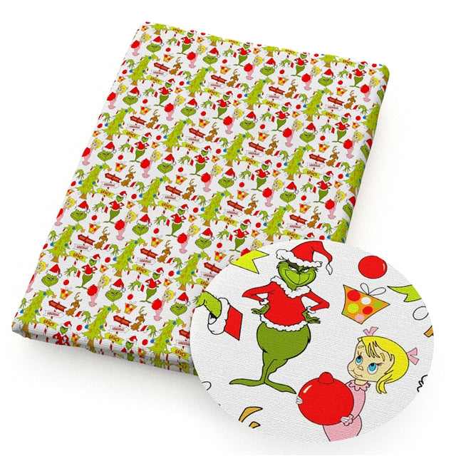 Christmas Grinch Mix Faux Leather Sheet