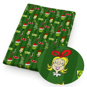 Christmas Grinch Street Faux Leather Sheet