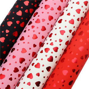 Hearts Foil Faux Leather Full Sheet Pack of 4