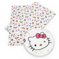 Hello Kitty On White Faux Leather Sheet
