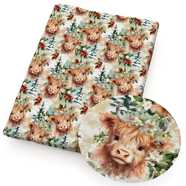 Highland Cow Face Faux Leather Sheet