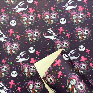 Skeleton & Sally Heart & Cross Faux Leather Sheet
