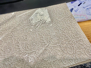 Beige Textured Lace Faux Leather Sheet Clearance