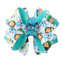 Pre Cut Lilo & Blue Alien Faux Leather Bow
