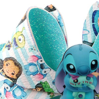 Pre Cut Lilo & Blue Alien Faux Leather Bow
